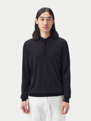 Men's Quality Silk Cashmere Polo Shirt for Men Black | GOBI Cashmere #color_black