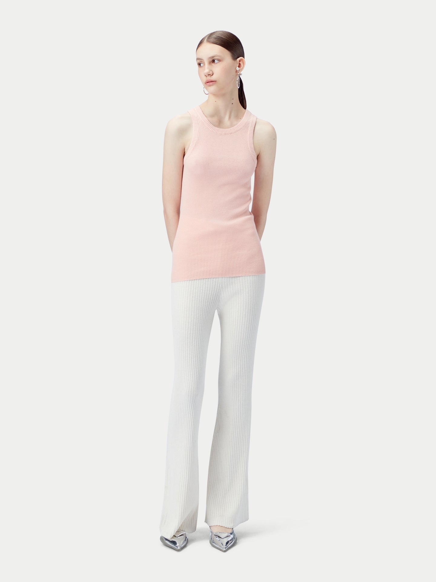 Women's Ribbed Cotton Silk Cashmere Blend Tank Top Primrose Pink - Gobi Cashmere