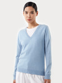 Women’s Basic V-Neck Cashmere Jumper Light Blue | GOBI UK #color_light-blue