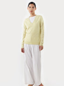 Women's Cashmere Basic V-Neck Sweater Tender Yellow - Gobi Cashmere #color_tender-yellow