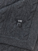 Cable Knit Cashmere Blanket in Charcoal GOBI UK #color_charcoal