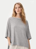 Timeless Knitted Poncho High Rise - Gobi Cashmere #color_light-gray