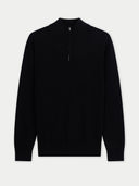 Men's Classic Half-Zip Cashmere Jumper Black | GOBI UK #color_black