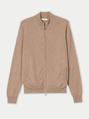 Beige zip-up sweater on a light gray background #color_taupe