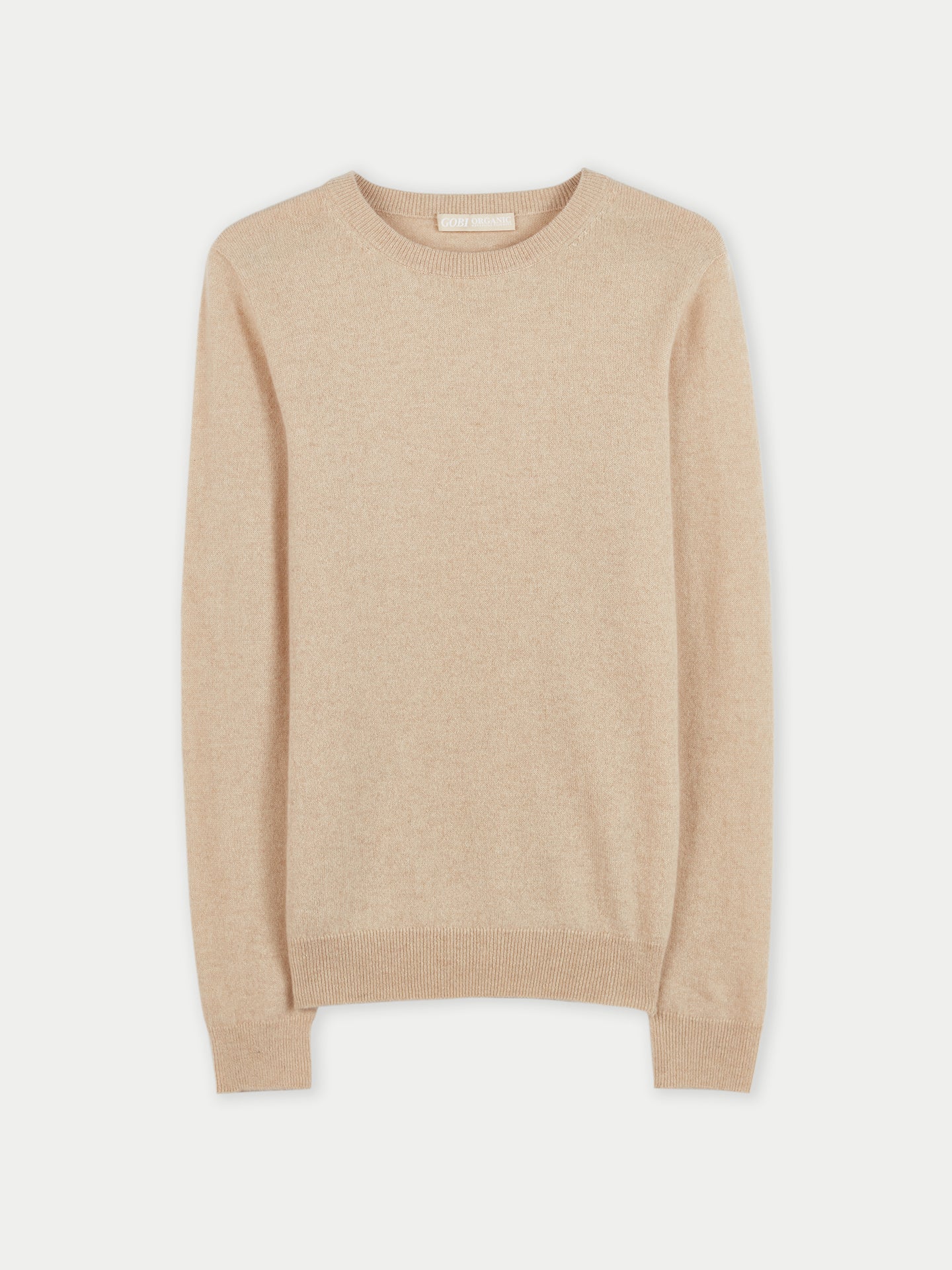 Women's Organic Crew Neck Jumper Sweater Beige - Gobi Cashmere
