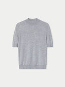 Cashmere Silk Shirt with High Neck Vapor Blue - Gobi Cashmere #color_vapor-blue