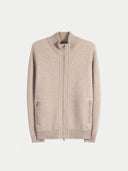 Men's Twо-Tone Full-Zip Cashmere Cardigan | GOBI UK #color_taupe