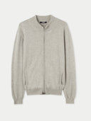 Gray zip-up sweatshirt on a white background. #color_steel-silver
