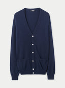 Men’s Cashmere V-Neck Button Cardigan Navy | GOBI UK #color_navy-blue