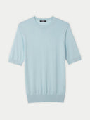 Men's Silk Cashmere Casual T-shirt Navy - Gobi Cashmere #color_cerulean