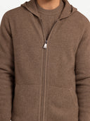 Women's Organic Color Zip Hoodie with Pockets Taupe - Gobi Cashmere #color_taupe