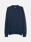Men's Top Quality Double-Navy Neckline Cashmere Jumper| GOBI Cashmere #color_navy-blazer