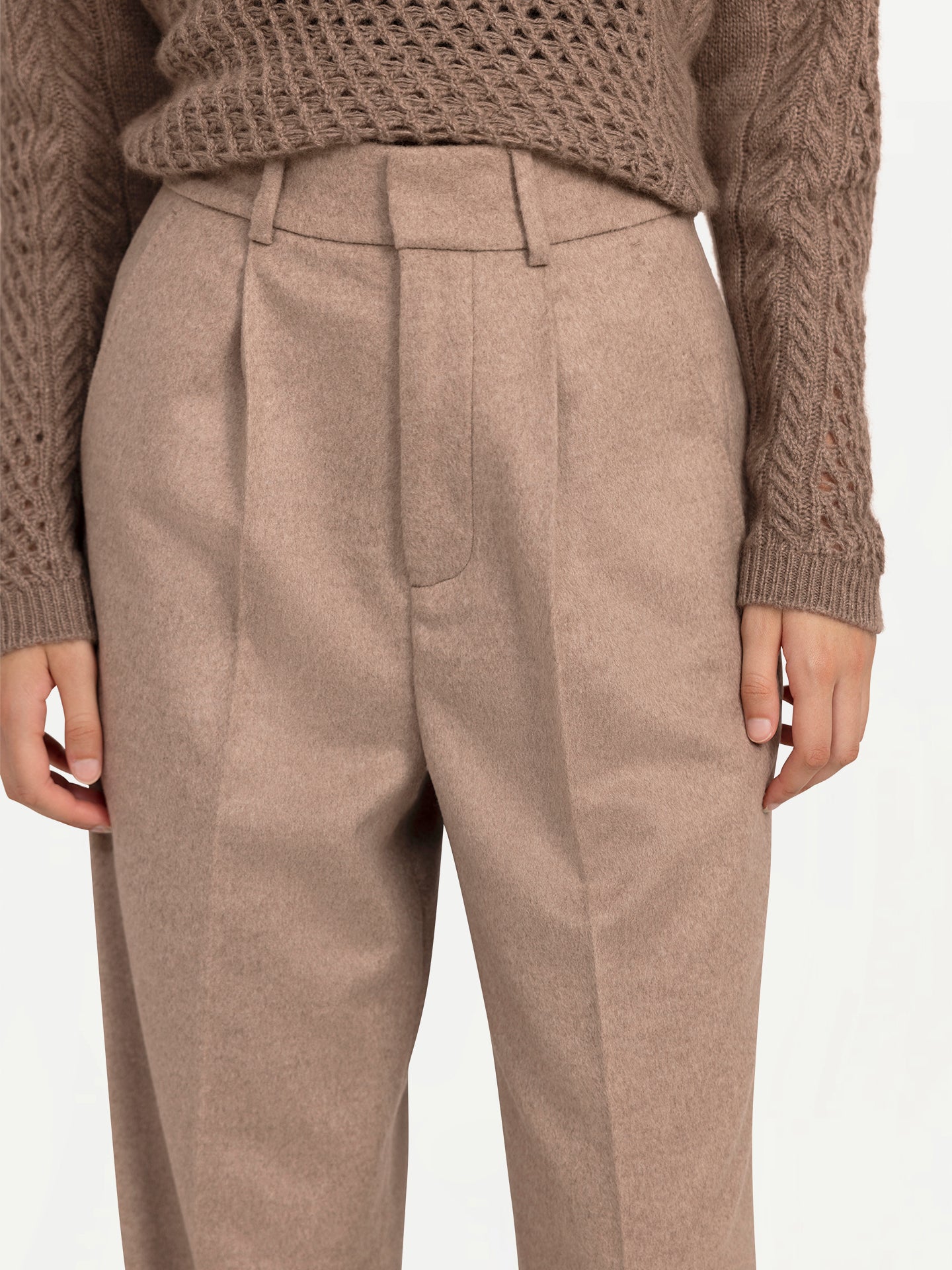 Organic Colour Belted Wide-Leg Trousers