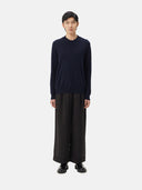 Men's Top Quality Double-Navy Neckline Cashmere Jumper| GOBI Cashmere #color_navy-blazer