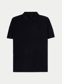 Cashmere Silk Half- Zip Polo Top Black - Gobi Cashmere #color_black