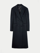 Tailored Long Double-Breasted Cashmere Coat | GOBI UK #color_black