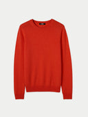 A solid red crew neck cashmere jumper. #color_red-orange