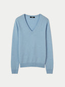 Women’s Basic V-Neck Cashmere Jumper Light Blue | GOBI UK #color_light-blue