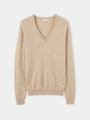 Women's Cashmere V-Neck Sweater Warm Grey - Gobi Cashmere #color_warm-grey