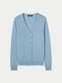 Women's Cashmere V-neck Button Cardigan Light Blue - Gobi Cashmere #color_muted-blue