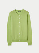Essential Cashmere Crewneck Cardigan in Jade Lime — Gobi Cashmere #color_jade-green