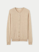 Women's Cashmere Crew Neck Cardigan Warm Grey - Gobi Cashmere #color_warm-grey