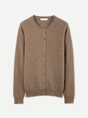 Women’s Round Neck Button Cashmere Cardigan Tan | GOBI UK #color_taupe