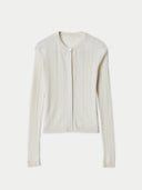 Hidden Button Cashmere Silk Cardigan Snow White - Gobi Cashmere #color_snow-white