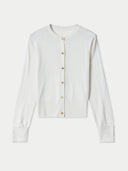 Cashmere Silk Buttoned Cardigan Snow White - Gobi Cashmere #color_snow-white