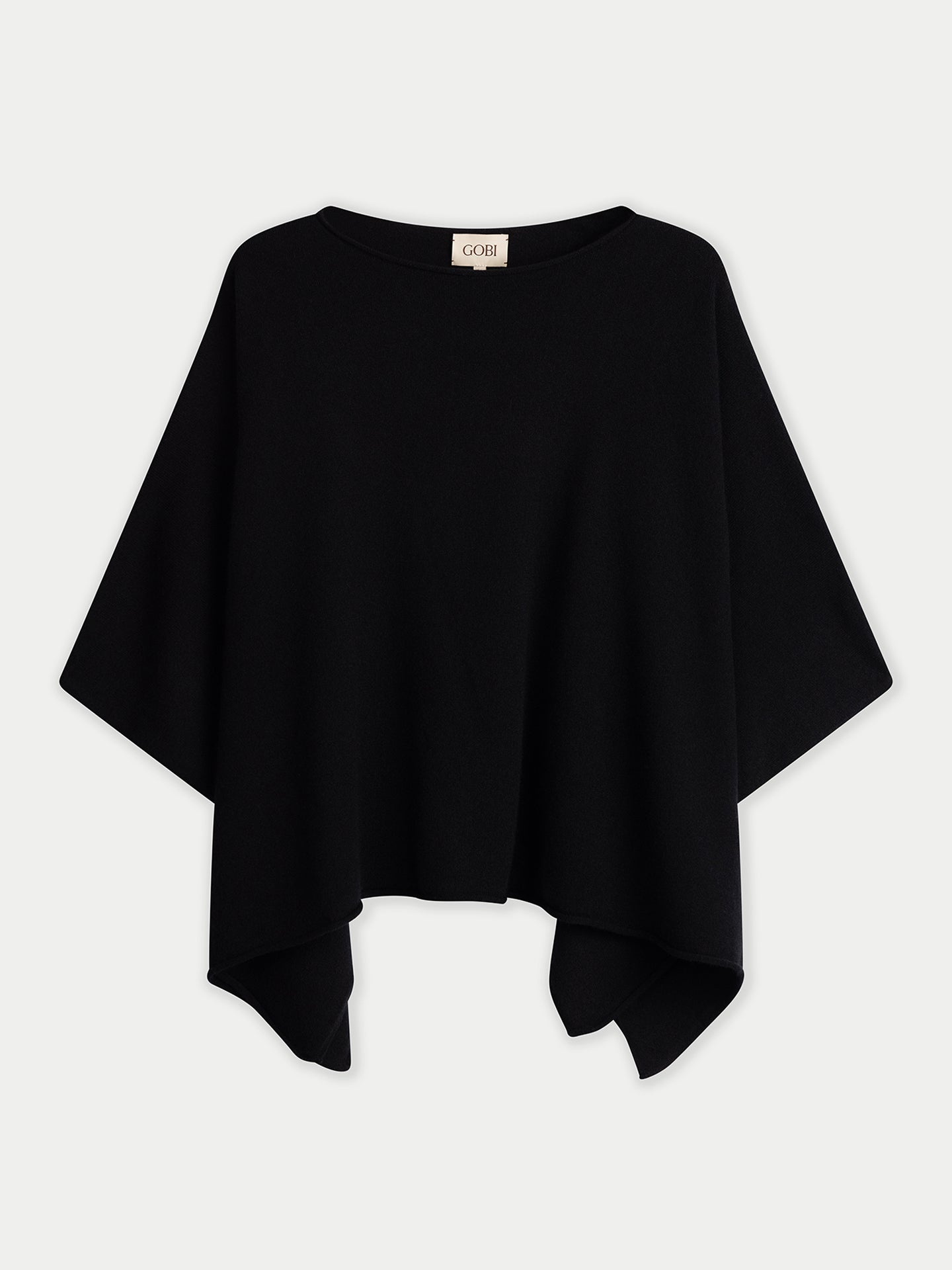 Women's Cashmere Timeless Knitted Poncho Black - Gobi Cashmere