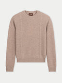 Women's Cropped Crewneck Cashmere Jumper | GOBI UK #color_warm-grey
