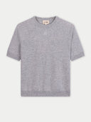 Women's Short-Sleeve Cashmere Jumper Gray | GOBI UK #color_high-rise