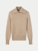 Women's Fold-Over Turtleneck Cashmere Jumper | GOBI UK #color_warm-grey