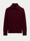 Women's Fold-Over Turtleneck Cashmere Jumper | GOBI UK #color_zinfandel