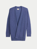 Ajour Knit Open-Front Cashmere Cardigan Crown Blue - Gobi Cashmere #color_soft-indigo
