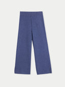 Women's Wide-Leg Ajour Knit Cashmere Trousers | GOBI UK #color_soft-indigo