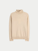 Beige turtleneck sweater on a white background