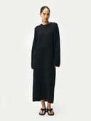 Long Cashmere Jumper Dress | GOBI UK #color_black