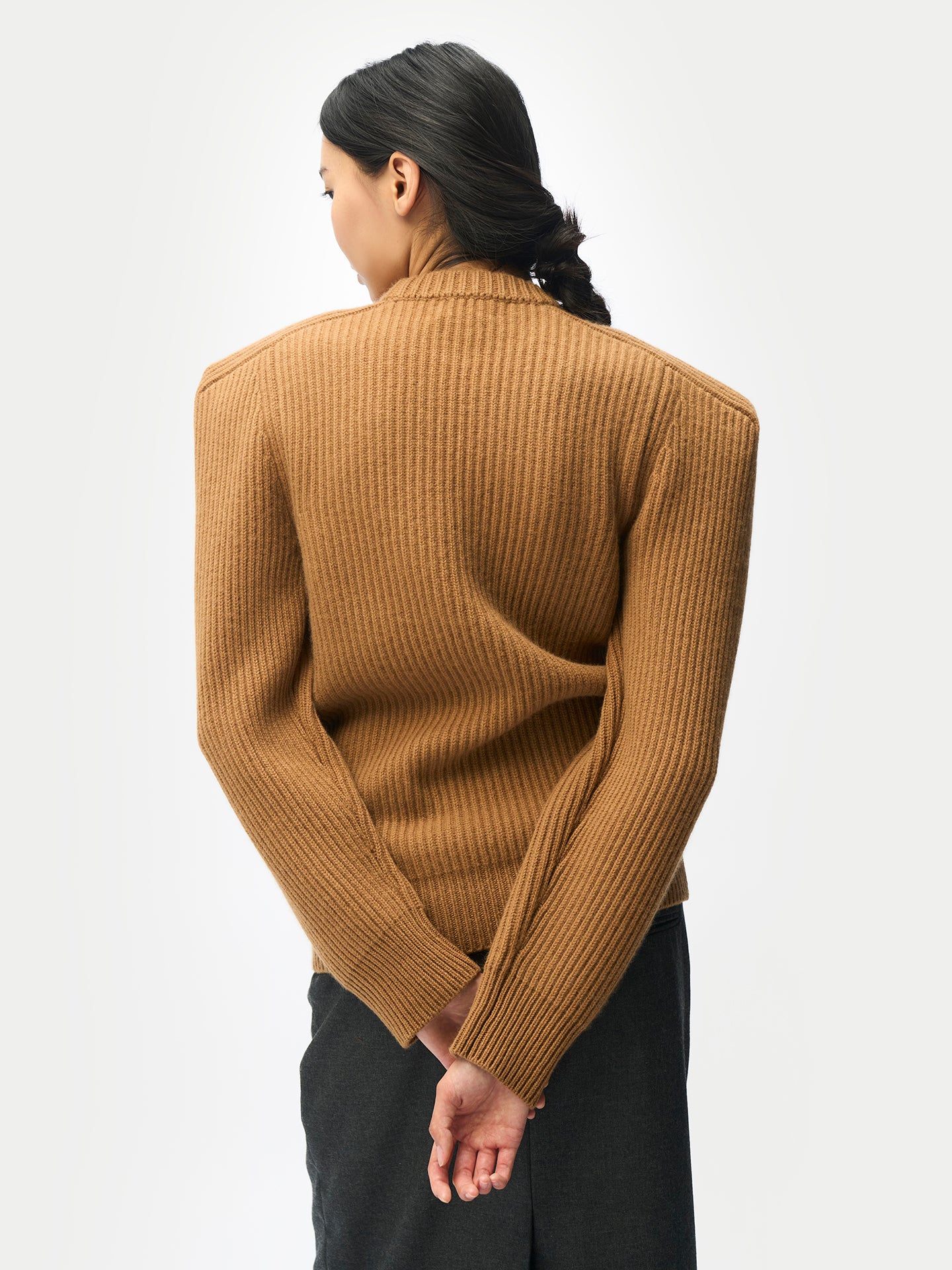 Sculpted-Shoulder Cashmere Jumper