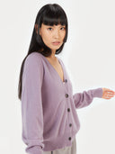 Women's Cashmere 3D Button-Up Cardigan Lavender Gray - Gobi Cashmere #color_lavender-gray