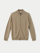Women's Organic Colour Full-Zip Cashmere Cardigan Taupe #color_taupe