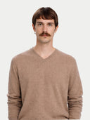 Organic Colour Essential V-Neck Cashmere Jumper Taupe - Gobi Cashmere #color_taupe