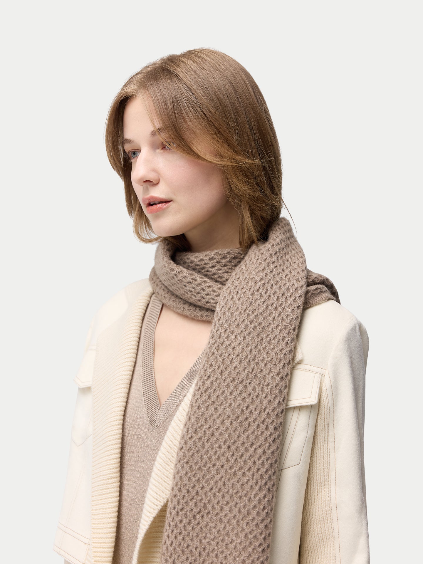 Organic Colour Textured Cashmere Scarf