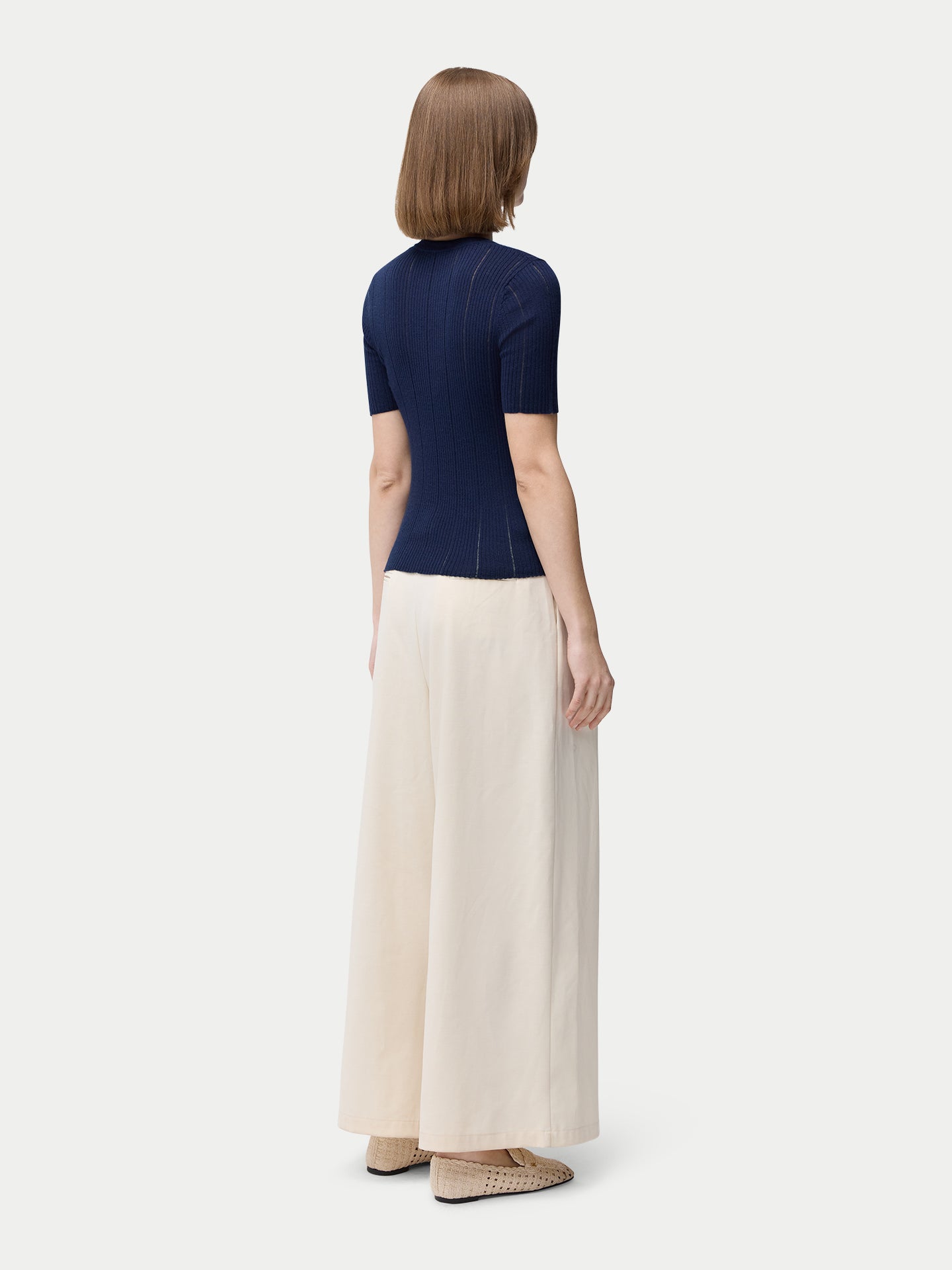 Ajour-Knit Cashmere Silk Top