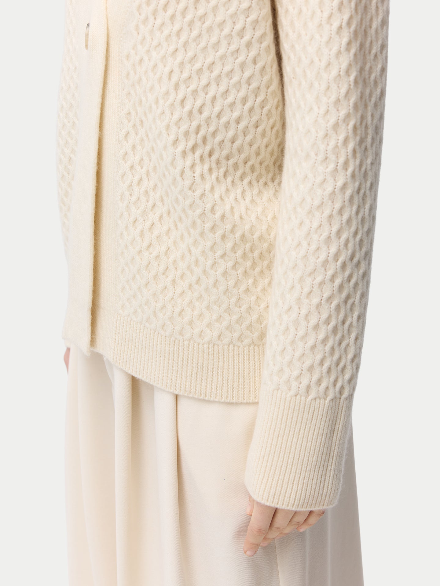 Organic Colour Textured One Button-Front Cashmere Cardigan