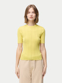 Women’s Ajour Knit Cashmere Silk Top Blazing Yellow | GOBI UK #color_blazzing-yellow