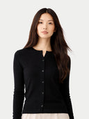 Cashmere Silk Buttoned Cardigan Black - Gobi Cashmere #color_black