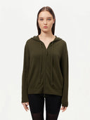 Women’s Cashmere Hoodie Capulet Olive - GOBI Cashmere - Sports Casual #color_olive-green