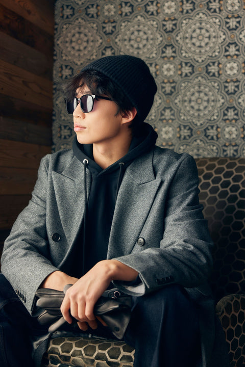 Cashmere Rib Knit Beanie, editorial photo