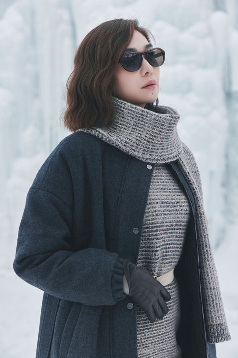 Waffle Knit Cashmere Scarf, editorial photo